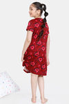 Zivame Girls Knit Poly Knee Length Nightdress - Sundried Tomato — thumbnail 3
